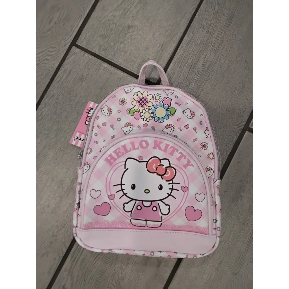 Sanrio Hello Kitty Mini Backpack Pink Gingham Floral Kids Travel Bag New